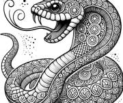 Coloriage serpent effrayant avec langue fourchue