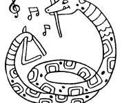 Coloriage Serpent en jouant de la musique
