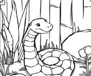 Coloriage Serpent enroul&eacute; au jardin