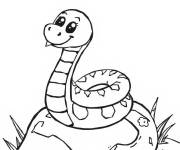 Coloriage Serpent enroul&eacute; sur une roche