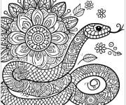 Coloriage serpent et fleur zentangle