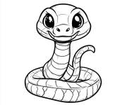 Coloriage Serpent kawaii pour maternelle