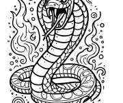 Coloriage Serpent m&eacute;chant au feu