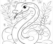 Coloriage Serpent parmi les fleurs