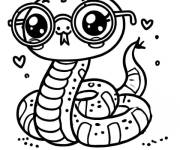 Coloriage serpent portant des lunettes