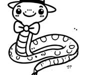 Coloriage serpent portant un chapeau