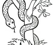Coloriage Serpent s&rsquo;enroulait autour d&rsquo;un arbre