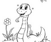 Coloriage Serpent se balade dans le jardin