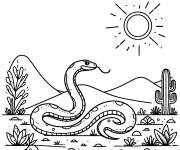 Coloriage Serpent sous le chaud soleil du d&eacute;sert