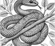 Coloriage serpent sur une branche