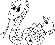 Coloriage Serpent tenant une pomme