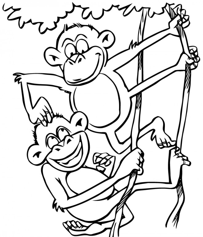 Coloriage et dessins gratuits Deux singes jouent à imprimer
