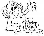 Coloriage Petit animal Singe se repose