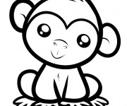 Coloriage et dessins gratuit Petit Singe mignon à imprimer