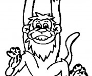 Coloriage Singe accroch&eacute; &agrave; une arbre