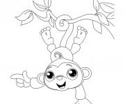 Coloriage Singe accroch&eacute; &agrave; une liane