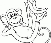 Coloriage et dessins gratuit Singe et le banane à imprimer