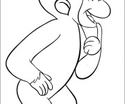 Coloriage Singe met son doigt sur la bouche