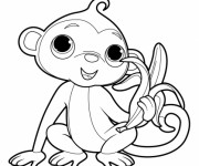 Coloriage Singe mignon aime le banane