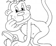 Coloriage Singe porte une banane &agrave; ses mains