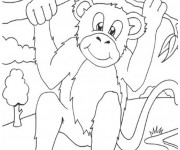 Coloriage Singe s'amuse