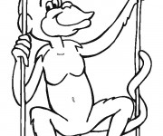 Coloriage Singe sur balancoire