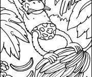 Coloriage Singe vole du banane