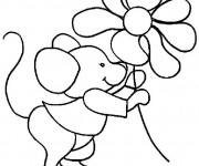 Coloriage Souris et fleur