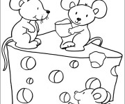 Coloriage Souris et fromage