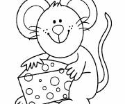 Coloriage Souris et son fromage