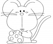 Coloriage Souris qui mange