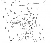 Coloriage et dessins gratuit Souris sous la pluie à imprimer