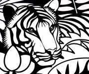 Coloriage T&ecirc;te de Tigre vectoriel