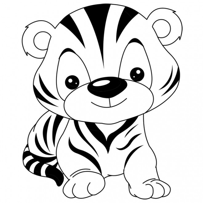 Coloriage Tigre mignon dessin gratuit à imprimer