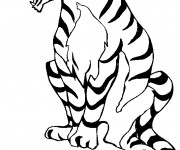 Coloriage Tigre ouvrant sa bouche