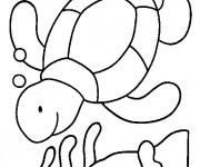 Coloriage Tortue dans la mer