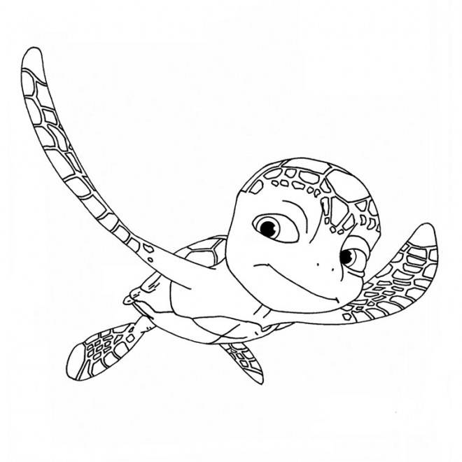 Coloriage Tortue de mer en nageant dessin gratuit à imprimer