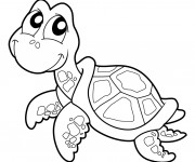 Coloriage et dessins gratuit Tortue souriante à imprimer