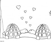 Coloriage et dessins gratuit Tortues amoureux à imprimer