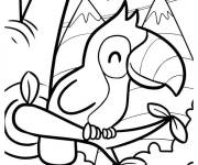Coloriage B&eacute;b&eacute; toucan dans la nature pour les petits