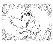 Coloriage et dessins gratuit Oiseau toucan sur carte de vœux à imprimer