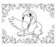 Coloriage et dessins gratuit Oiseau toucan sur carte de v&oelig;ux à imprimer