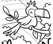 Coloriage Petit toucan heureux sur la montagne