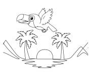 Coloriage et dessins gratuit Tocan drôle volant sur la plage à imprimer