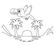 Coloriage et dessins gratuit Tocan dr&ocirc;le volant sur la plage à imprimer