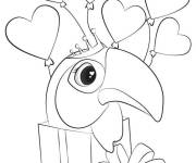 Coloriage Toucan et c&oelig;urs comme cadeau