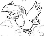 Coloriage Toucan kawaii en volant