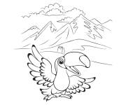 Coloriage Toucan mignon dans la montagne