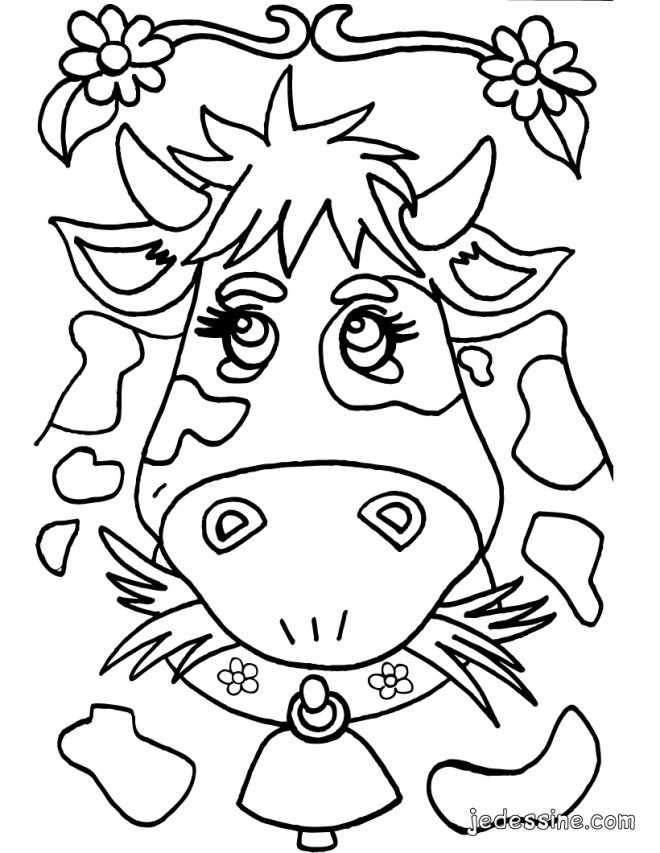 Coloriage et dessins gratuits Dessin de vache décorée à imprimer