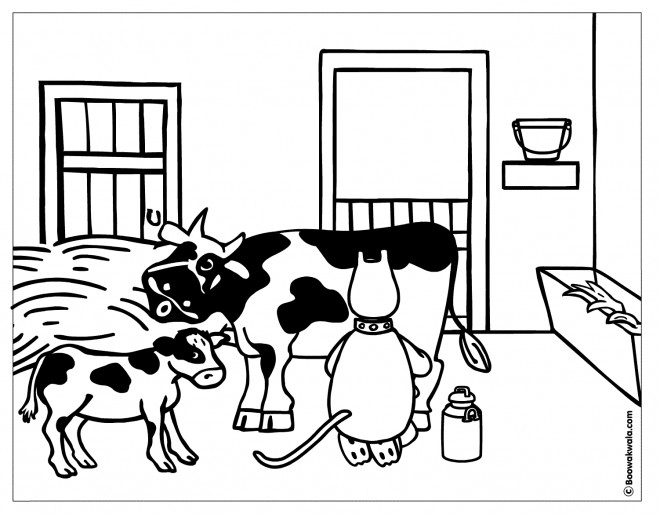 Coloriage La Vache Et La Fermière Chatte Dessin Gratuit à